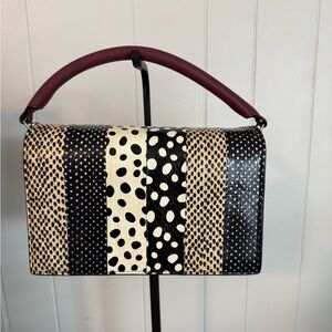 Diane Von Furstenberg Black and Cream Polka Dot Shoulder Bag